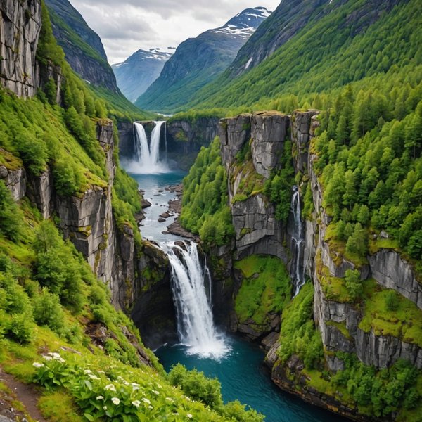 Quelle croisière offre des randonnées pour découvrir les cascades cachées en Norvège?